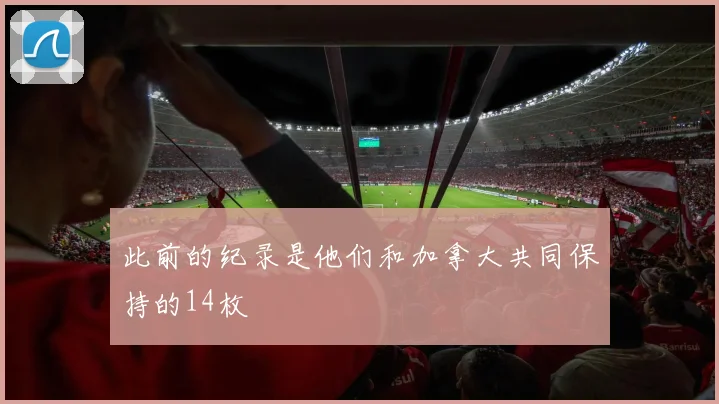 此前的纪录是他们和加拿大共同保持的14枚